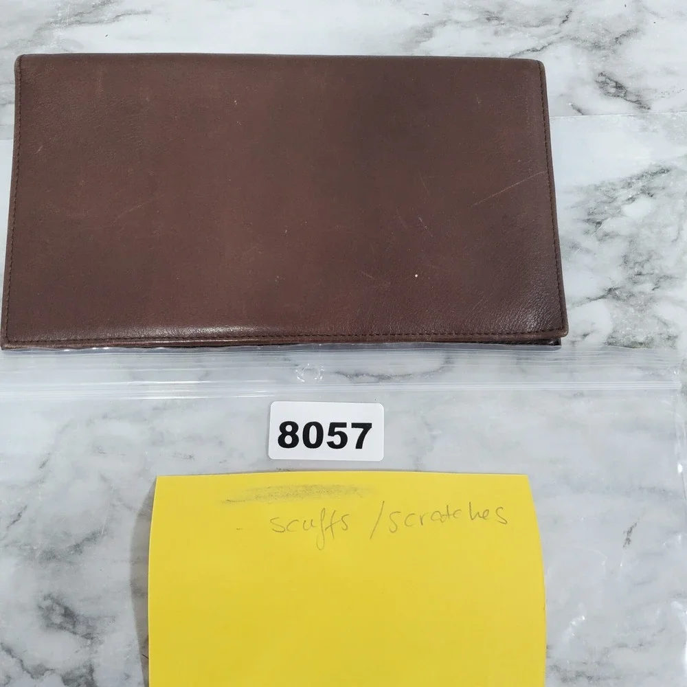 TUMI‎ Brown Leather Long Bifold Wallet Organizer Multiple Card Slots & ID Window